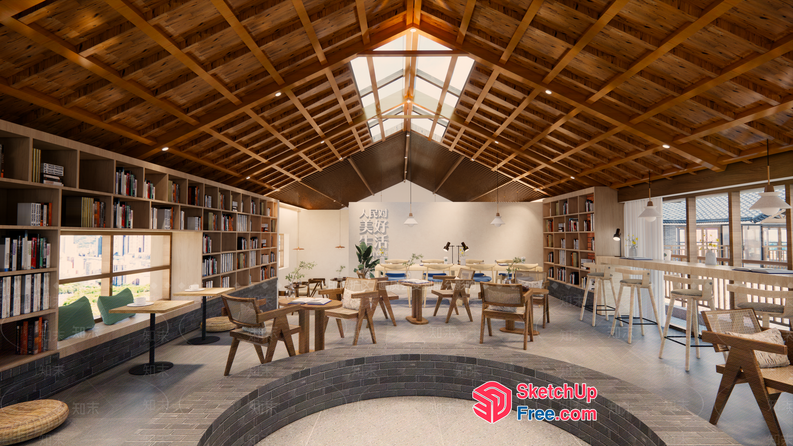 Elegant And Modern Library Interior 3D SketchUp File