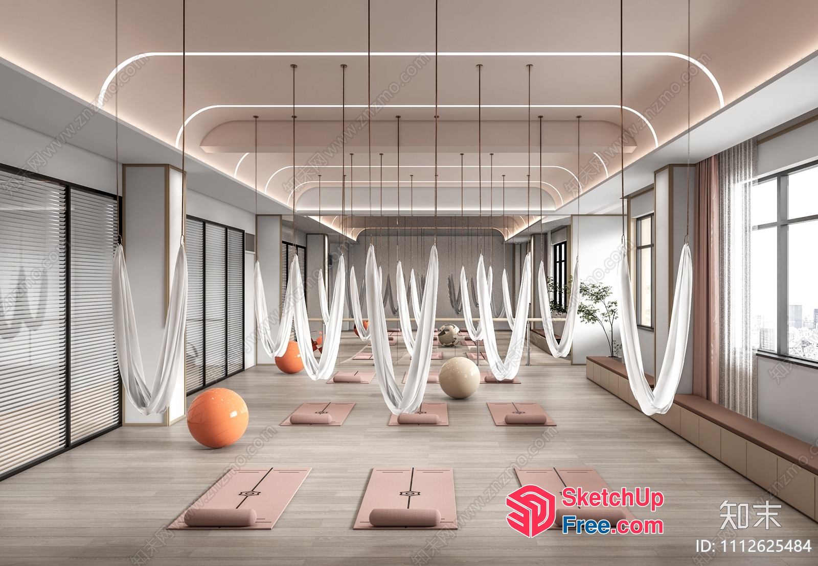 Modern Minimalist Yoga Studio Interior 3D SketchUp File