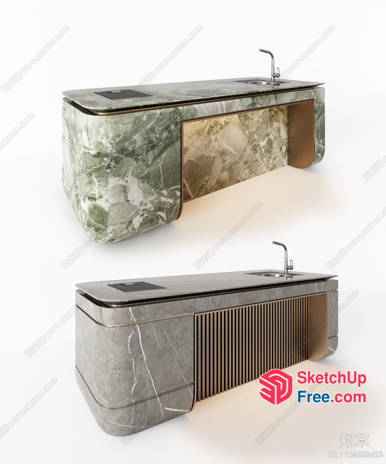 Modern Marble And Metal Sink Vanity 3D SketchUp File