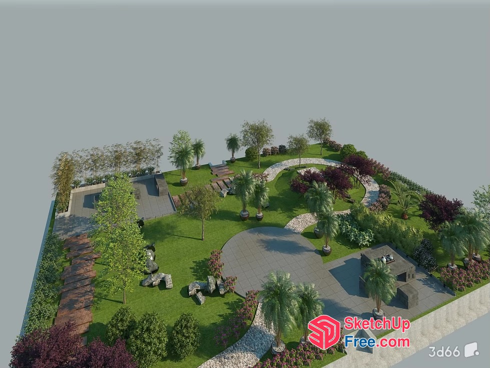 A Serene 3D Landscape Scene 3D SketchUp File