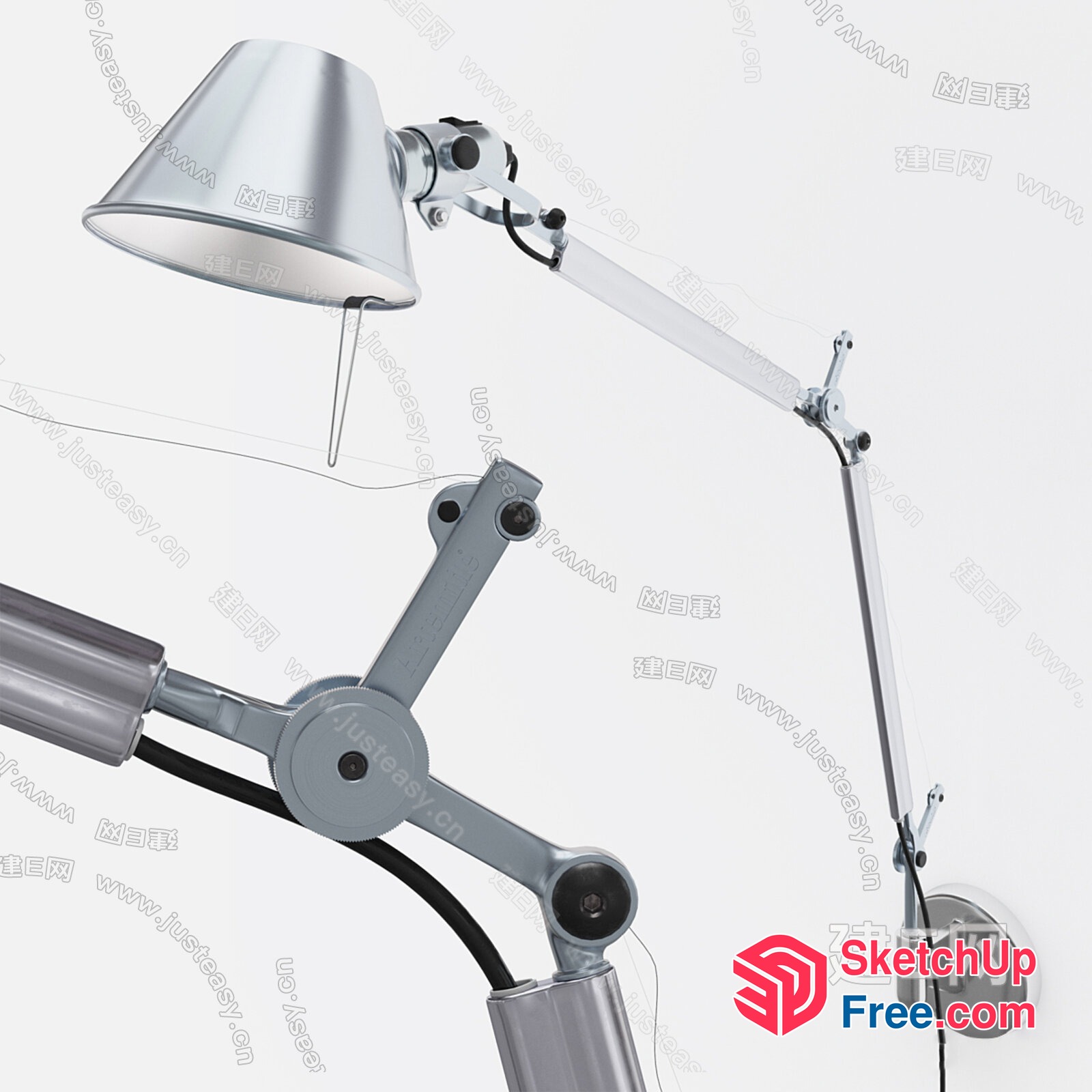 Adjustable Silver Desk Lamp With Sleek Shade 3D SketchUp File