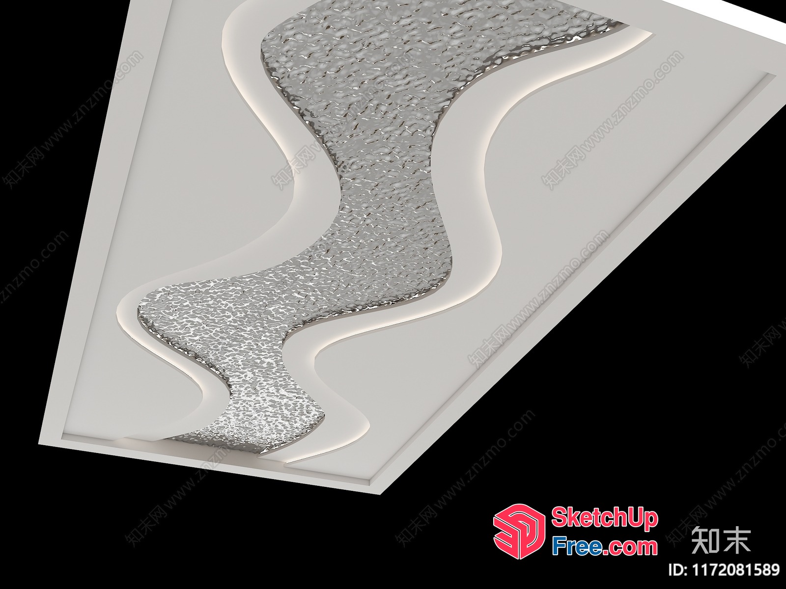 Sleek Silver Swirl Ceiling Design 3D SketchUp File