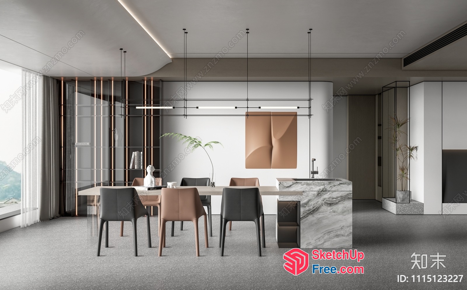 Modern Minimalist Office Space With Neutral Color Scheme 3D SketchUp File
