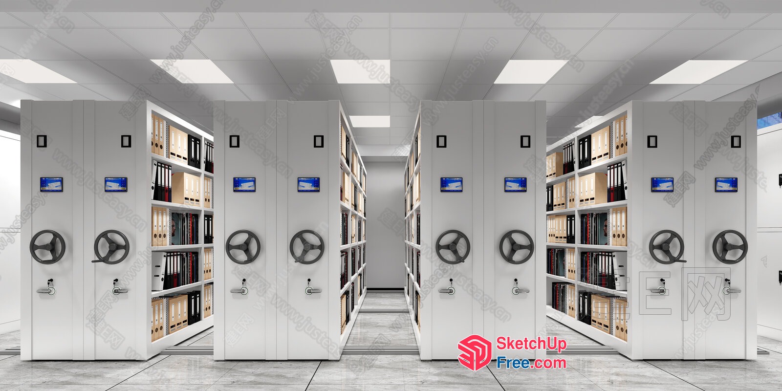 Modern Storage Room With Bookshelves And Shelves 3D SketchUp File
