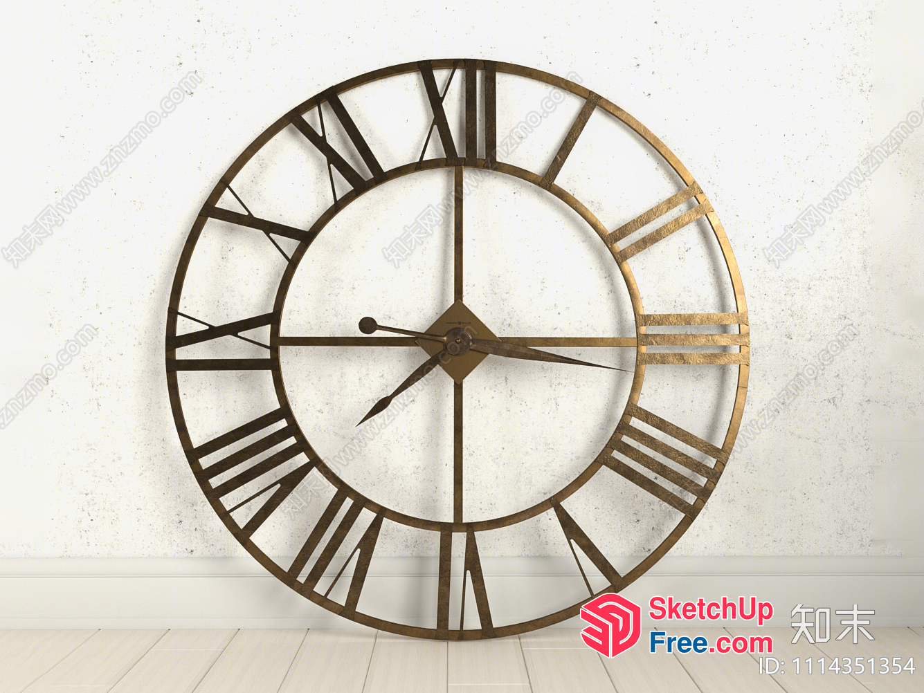 Large Clock Against White Wall 3D SketchUp File