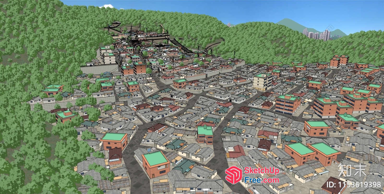 3D Model Of A Small Town 3D SketchUp File