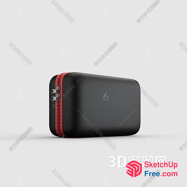 3D Model Of A Black And Red Zippered Case 3D SketchUp File