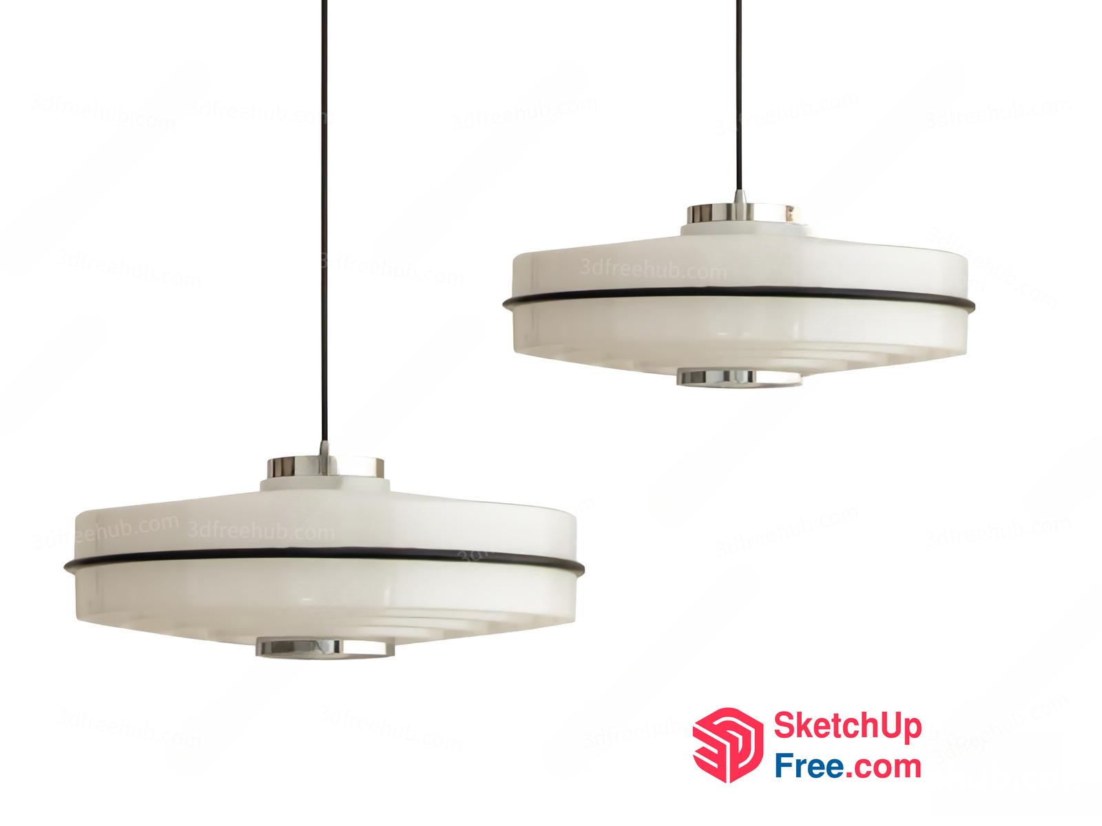 Two White Circular Ceiling Lights 3D SketchUp File