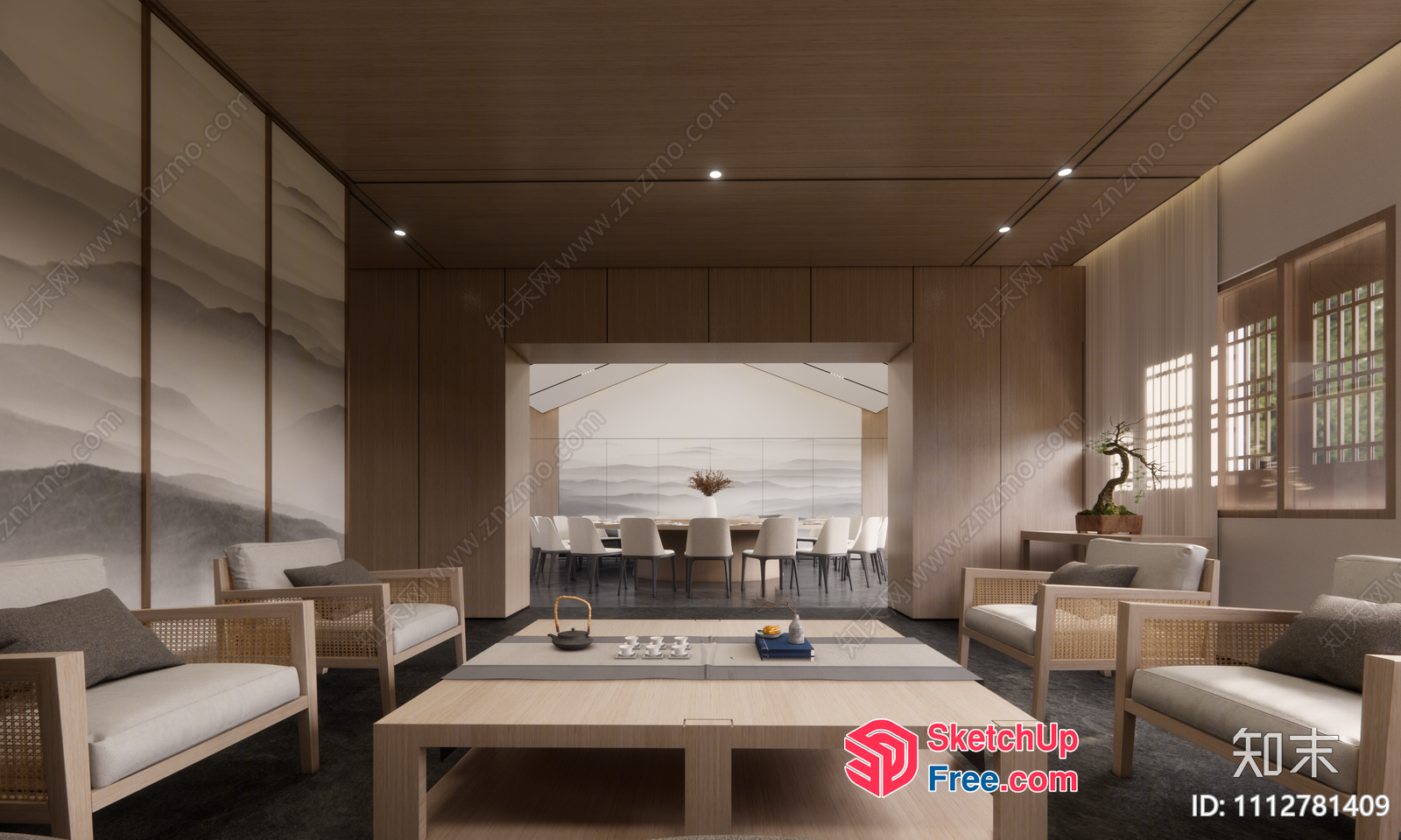Elegant Modern Asian-Inspired Interior 3D SketchUp File