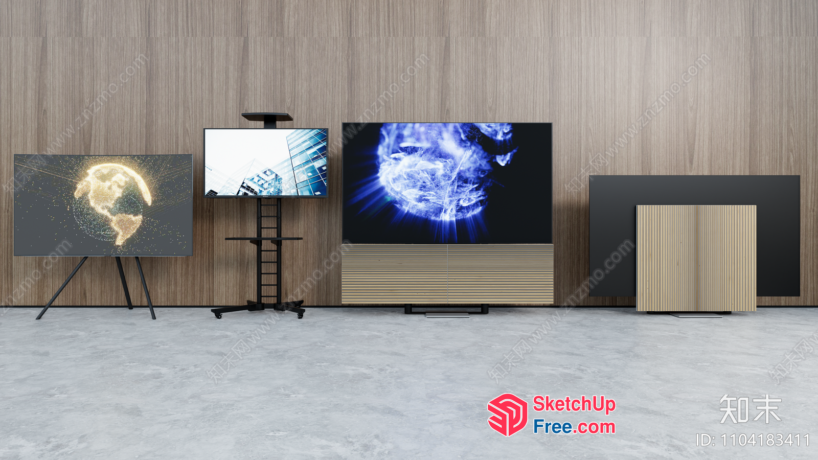 Modern Living Room With Various Tv And Decorative Pieces 3D SketchUp File