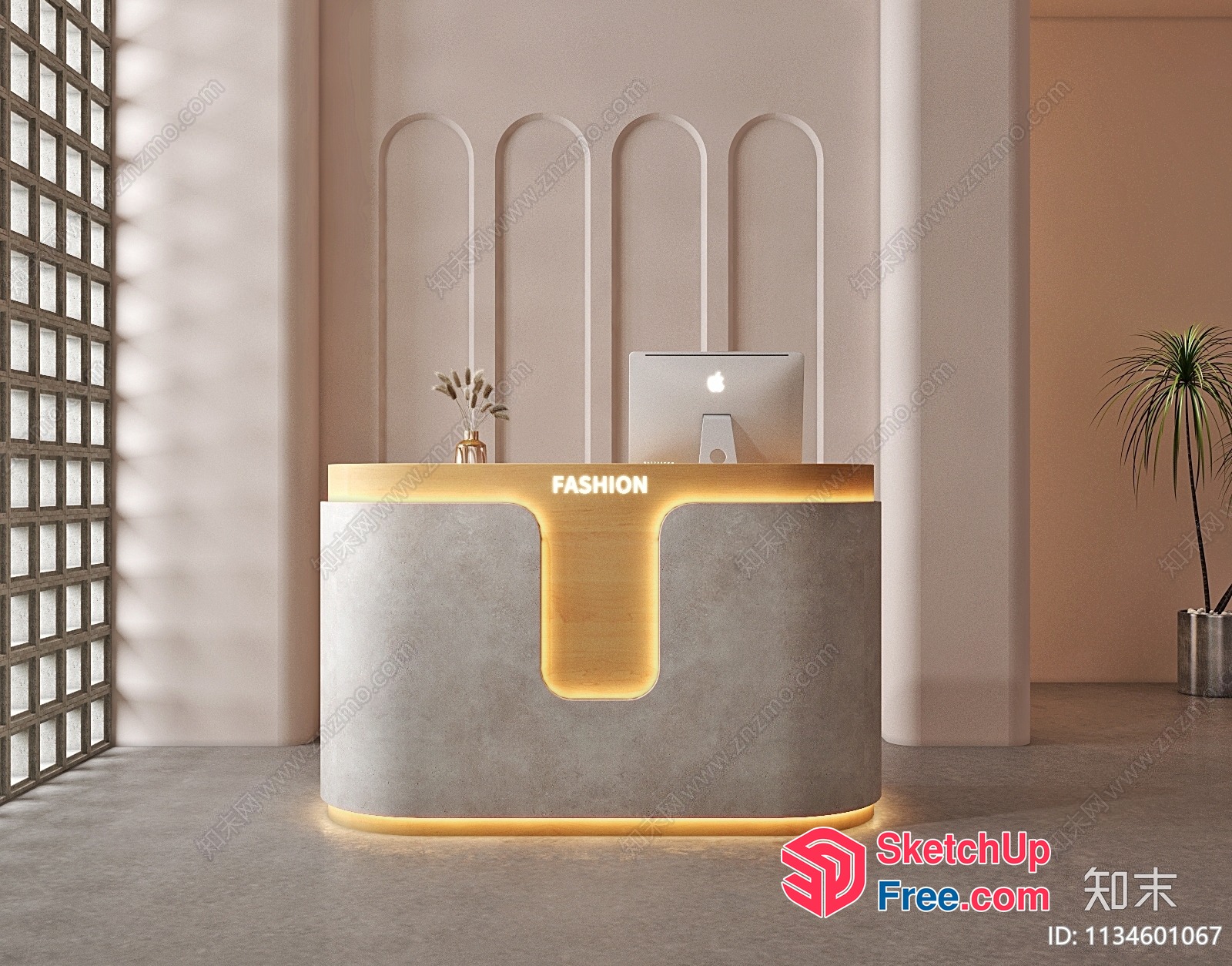 Fashionable Modern Reception Desk 3D SketchUp File