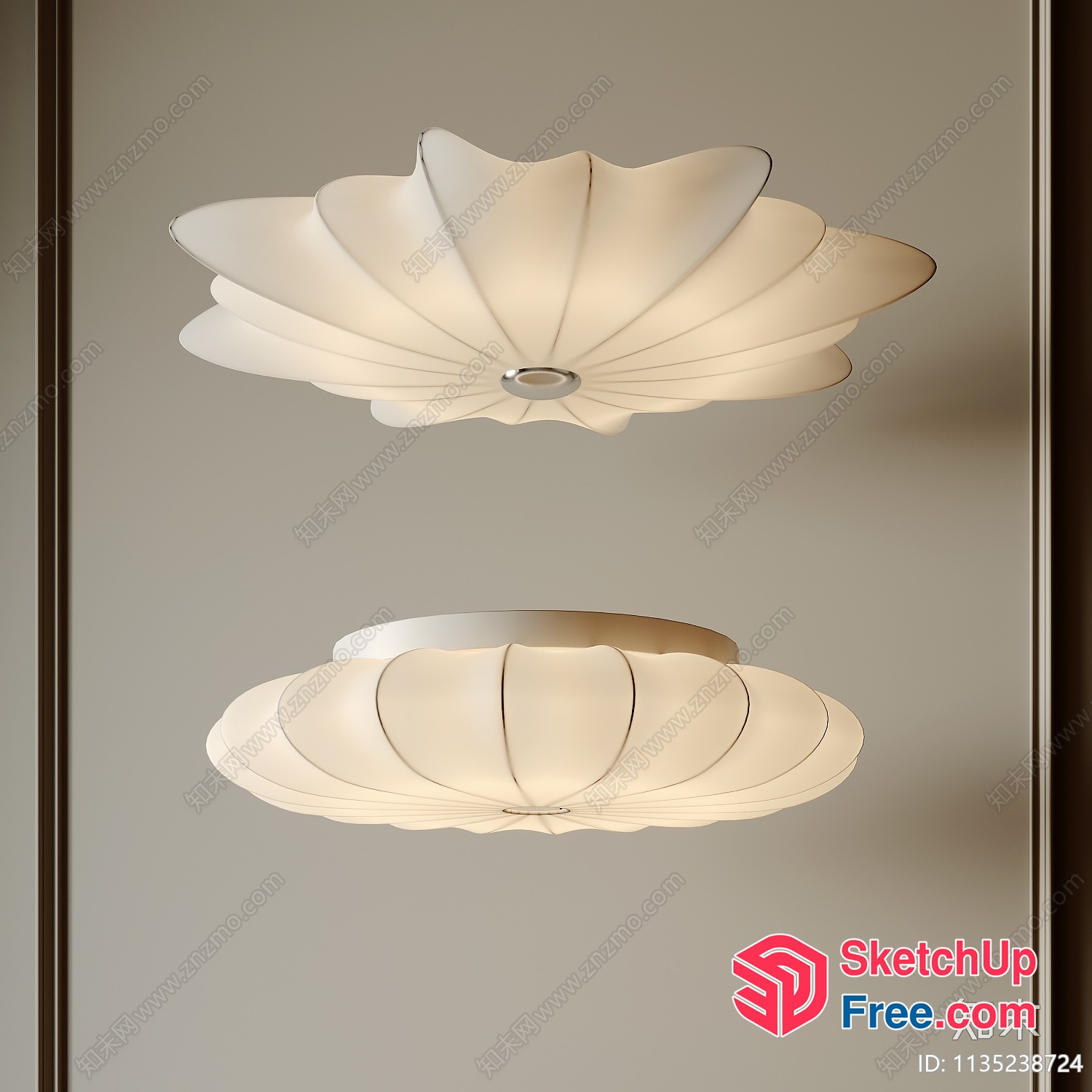 Modern Japanese-Style Ceiling Lights 3D SketchUp File