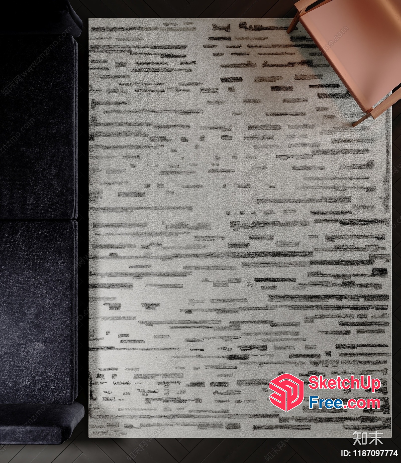 Minimalist Style Rug With Abstract Pattern 3D SketchUp File