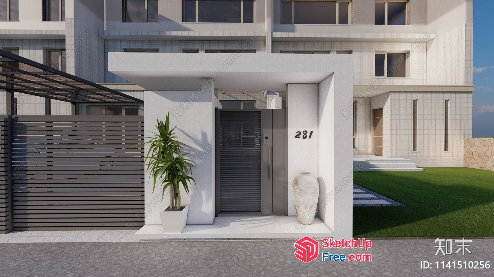 Modern Entrance With Elevator And Stairs 3D SketchUp File