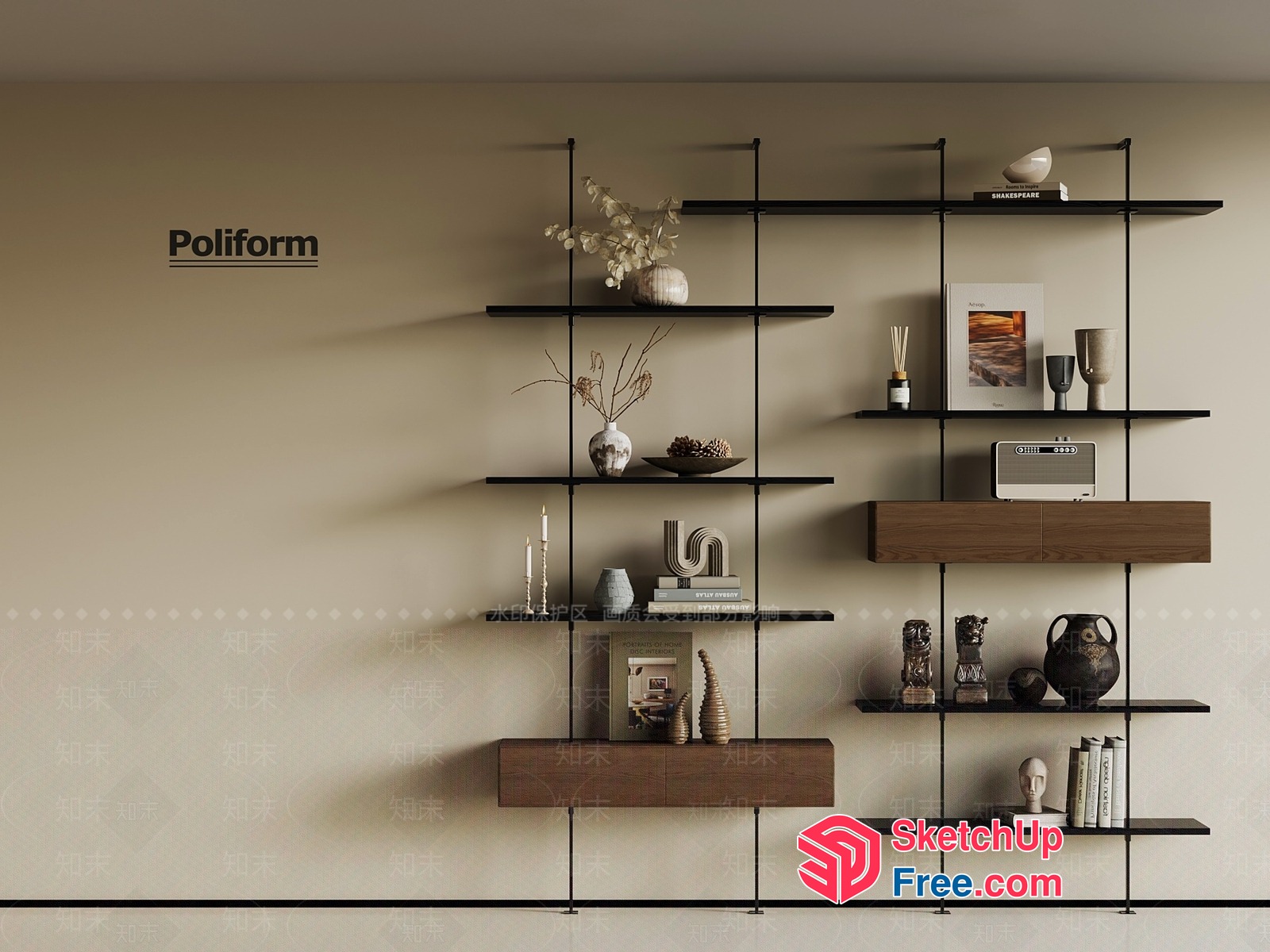 Poliform Shelving Unit 3D SketchUp File
