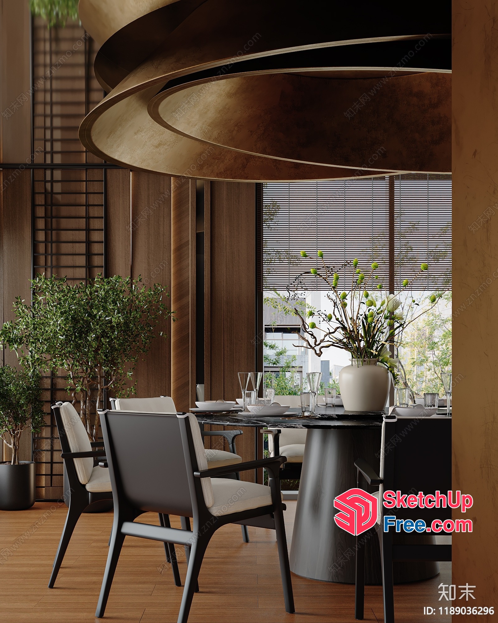 Elegant Dining Room With Modern Table And Chairs 3D SketchUp File