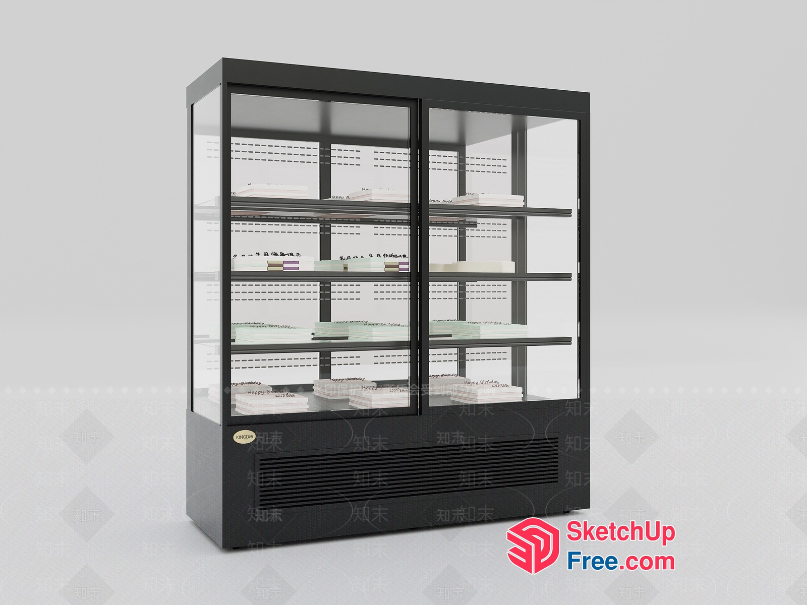 Black Display Case With Glass Doors And Shelves 3D SketchUp File