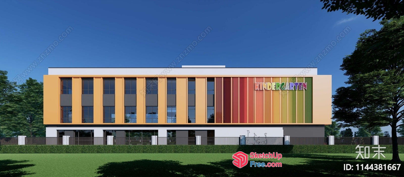 Modern Kindergarten Building Exterior 3D SketchUp File