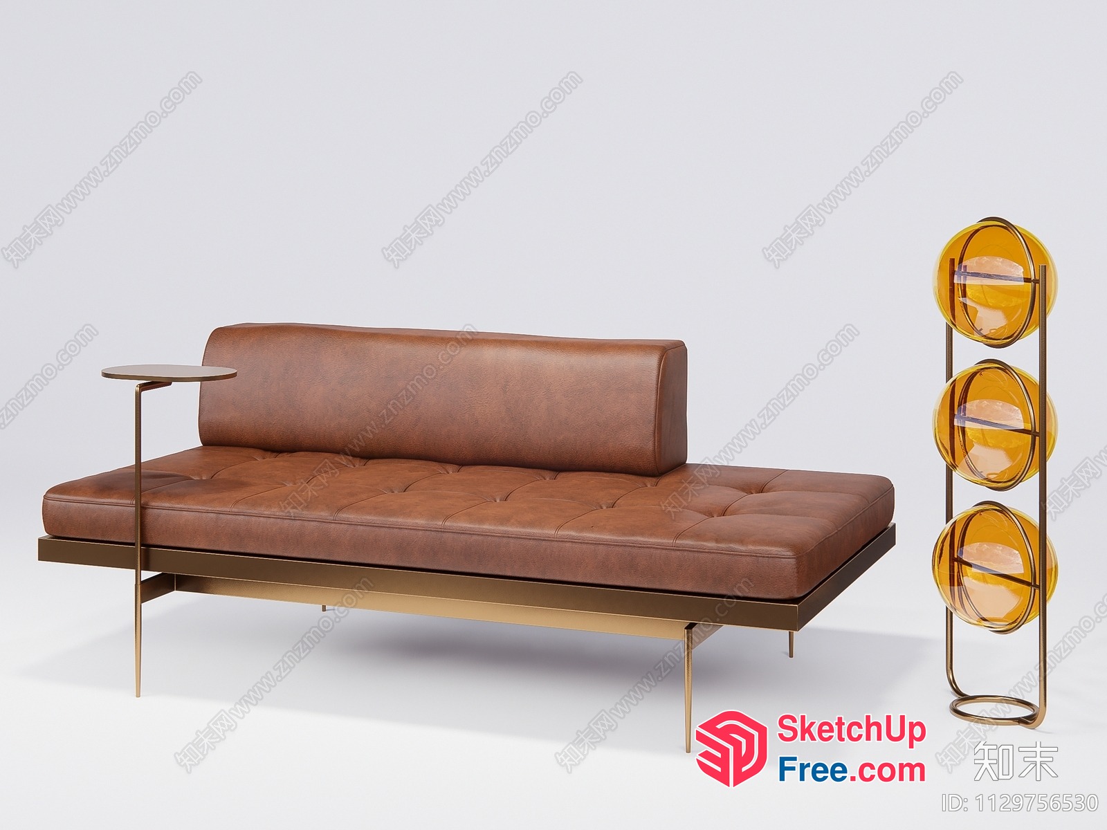 Modern Leather Sofa And Table Combination 3D SketchUp File