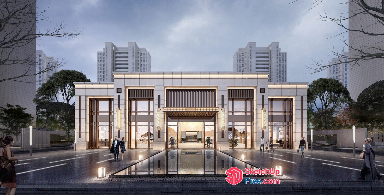 Modern Commercial Street Exterior Design 3D SketchUp File