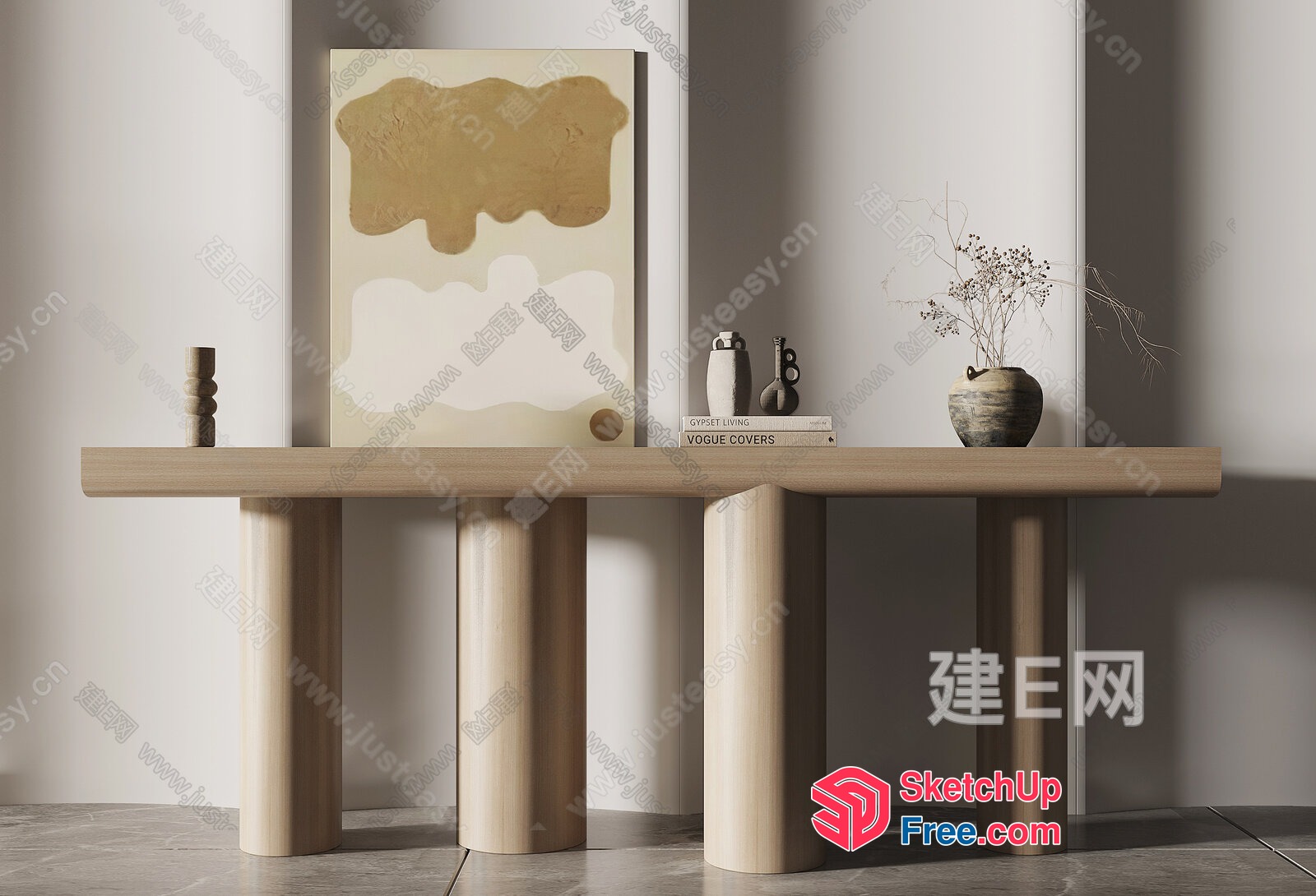 Elegant Minimalist Living Room With Modern Furniture 3D SketchUp File