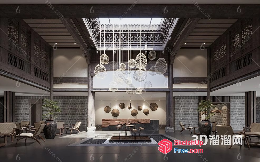 Modern Chinese-Style Interior Design 3D SketchUp File