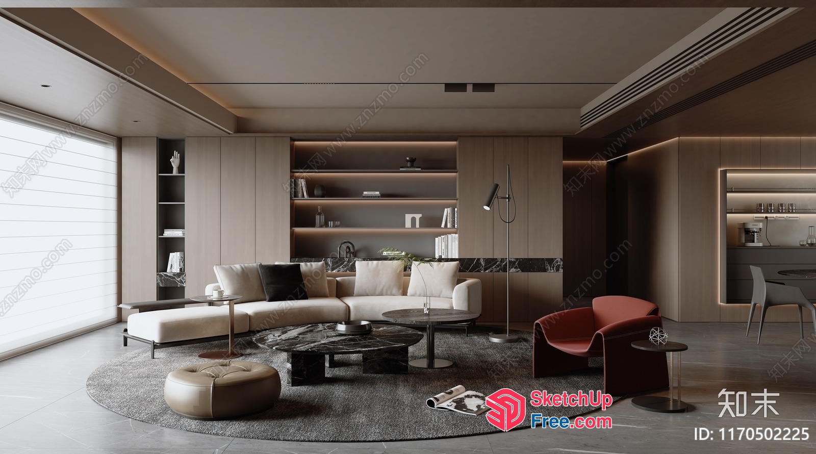 Modern Minimalist Living Room With Sleek Furniture And Natural Lighting 3D SketchUp File