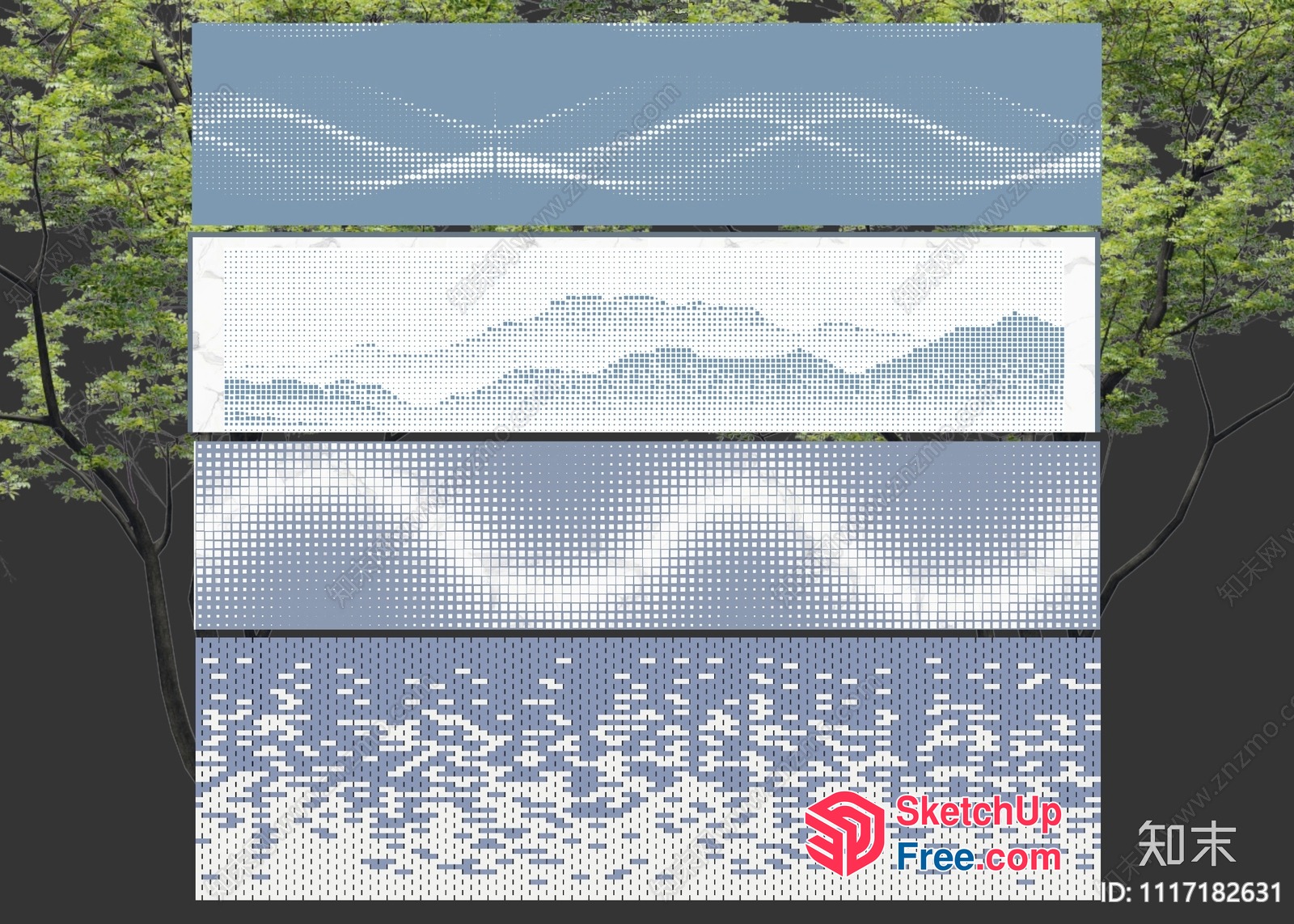 Grey And White Patterned Wall 3D SketchUp File