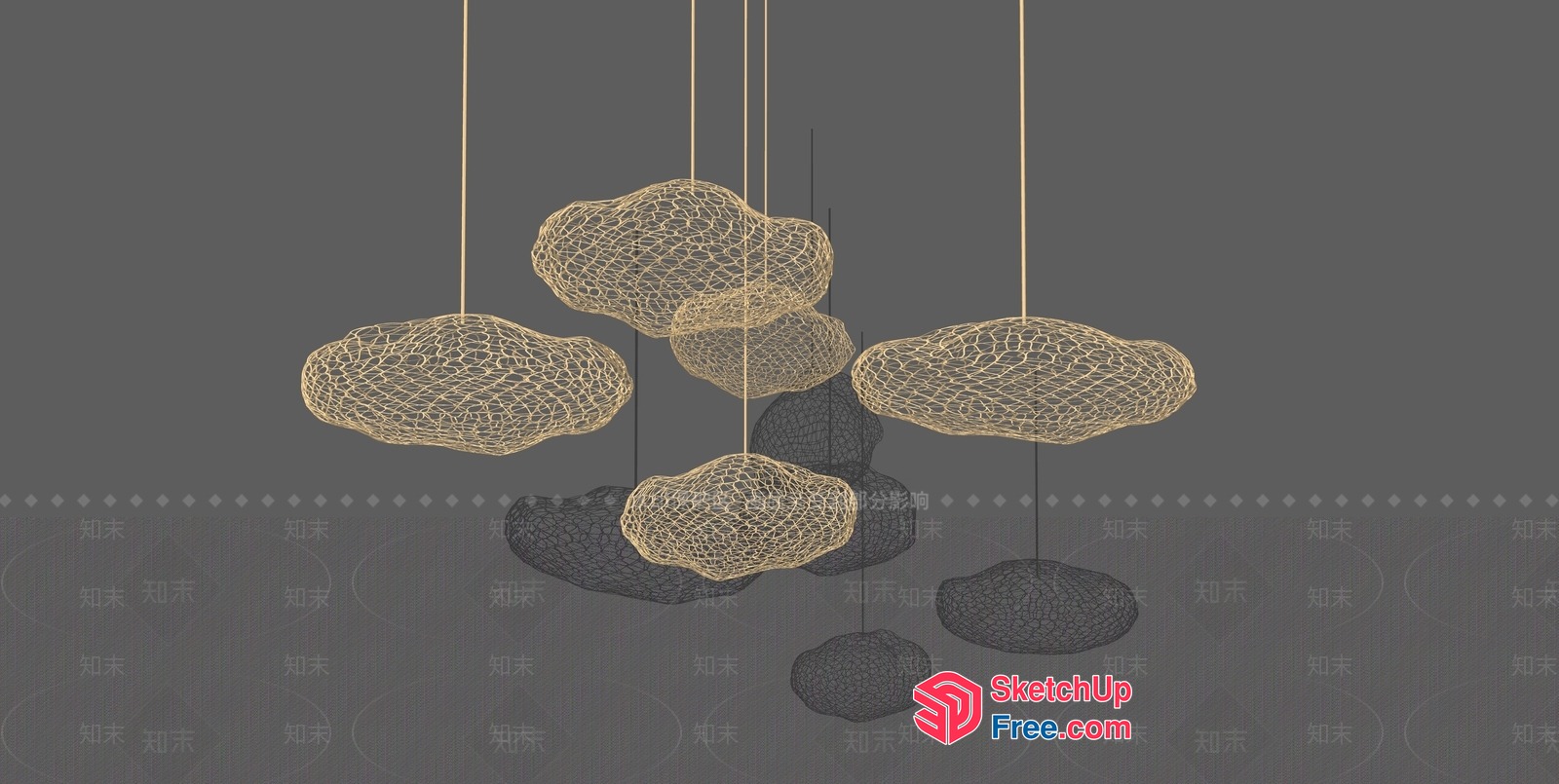 Cloud-Shaped Hanging Light Fixtures 3D SketchUp File