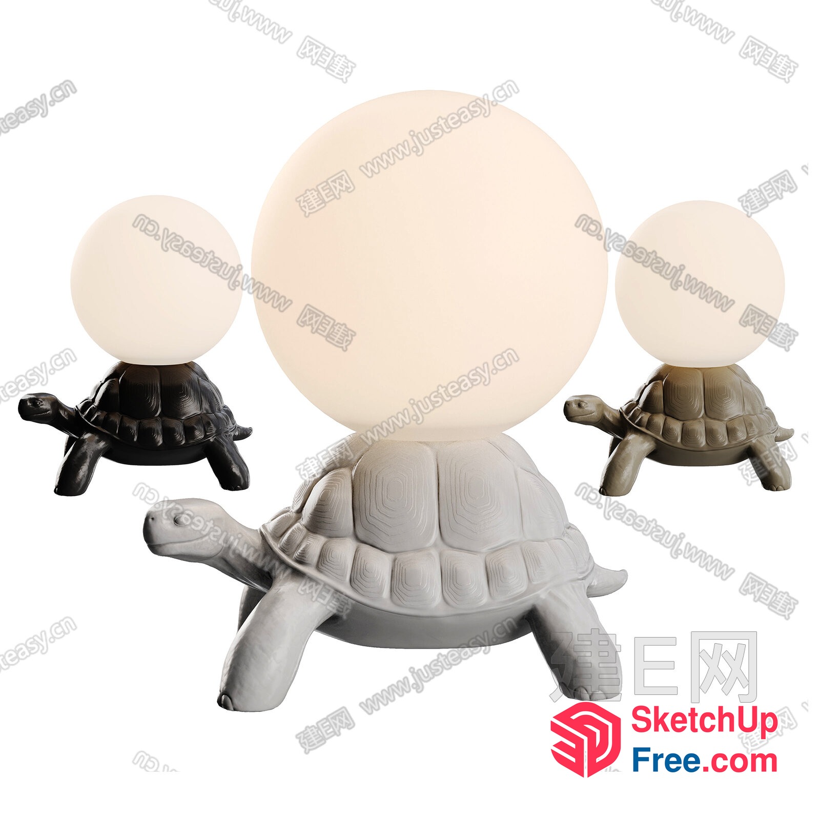 Decorative Turtle Table Lamps With Stylish Tabletops 3D SketchUp File