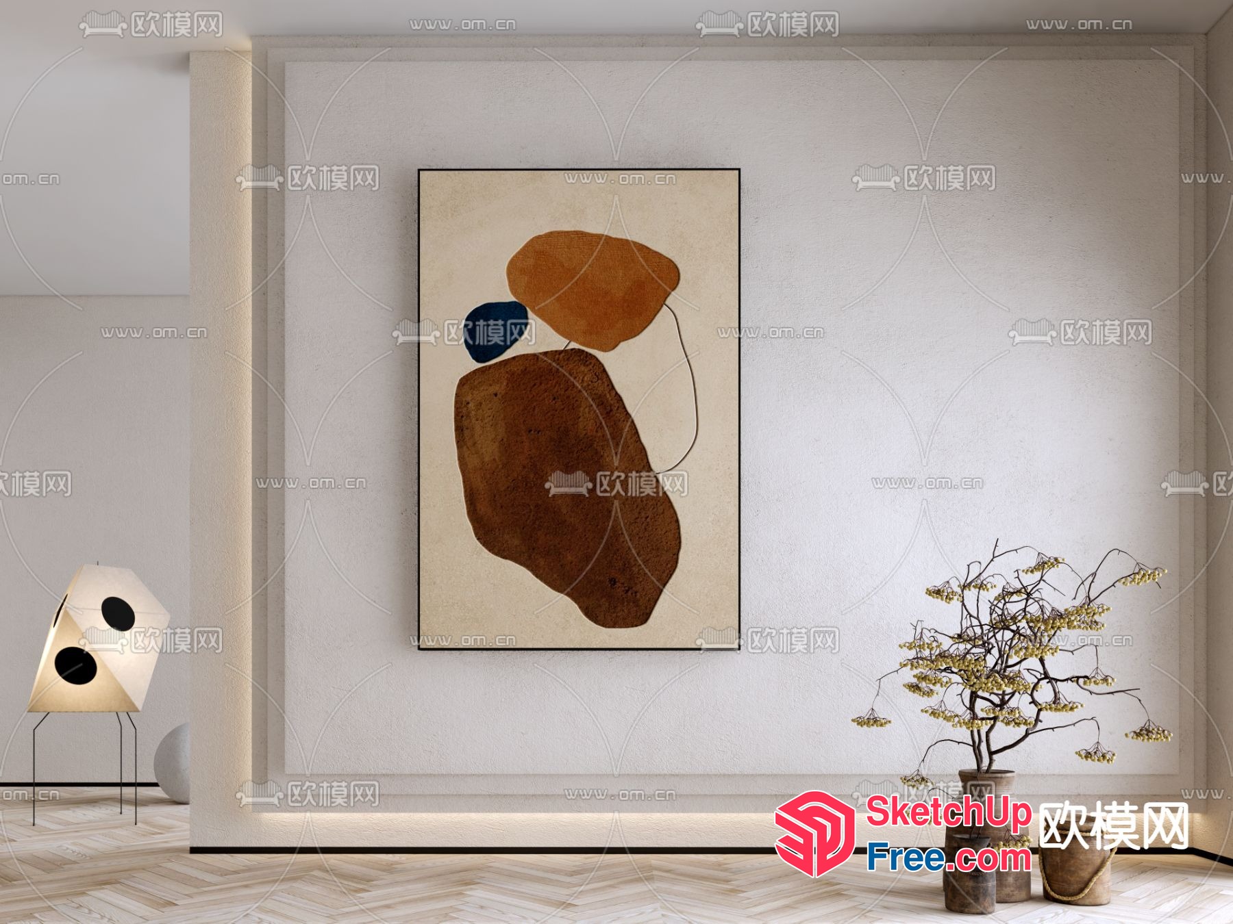 Modern Minimalist Art Piece With Natural Shapes 3D SketchUp File