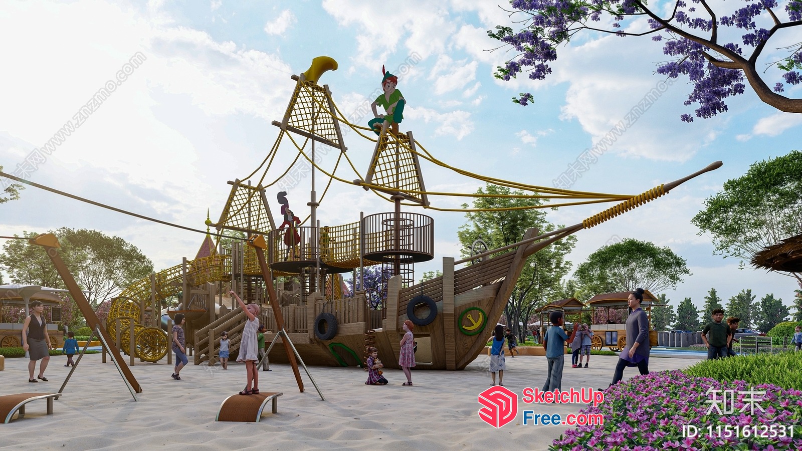 Children'S Playground With A Pirate Ship Theme 3D SketchUp File