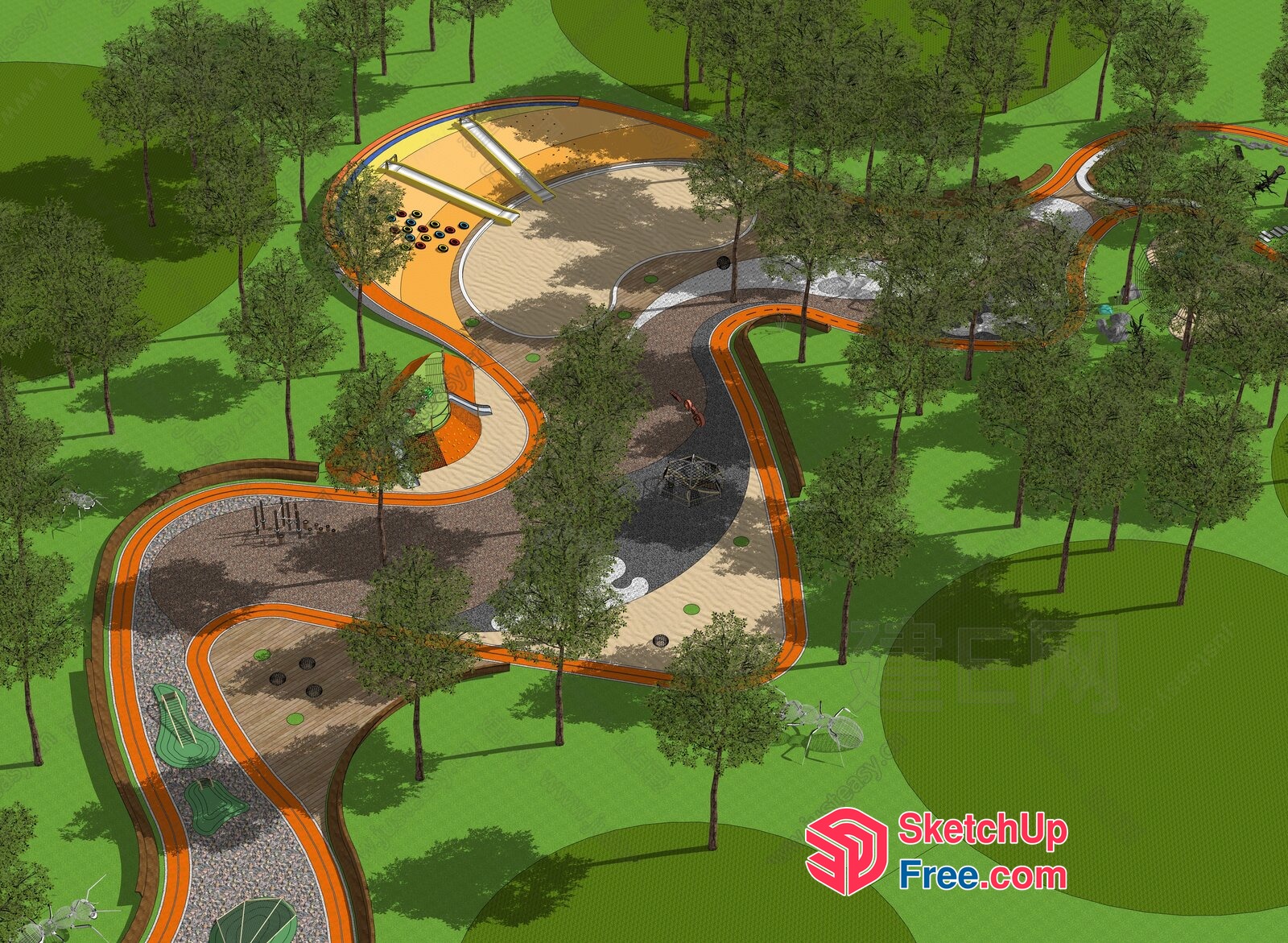 Serpentine Park Pathway 3D SketchUp File