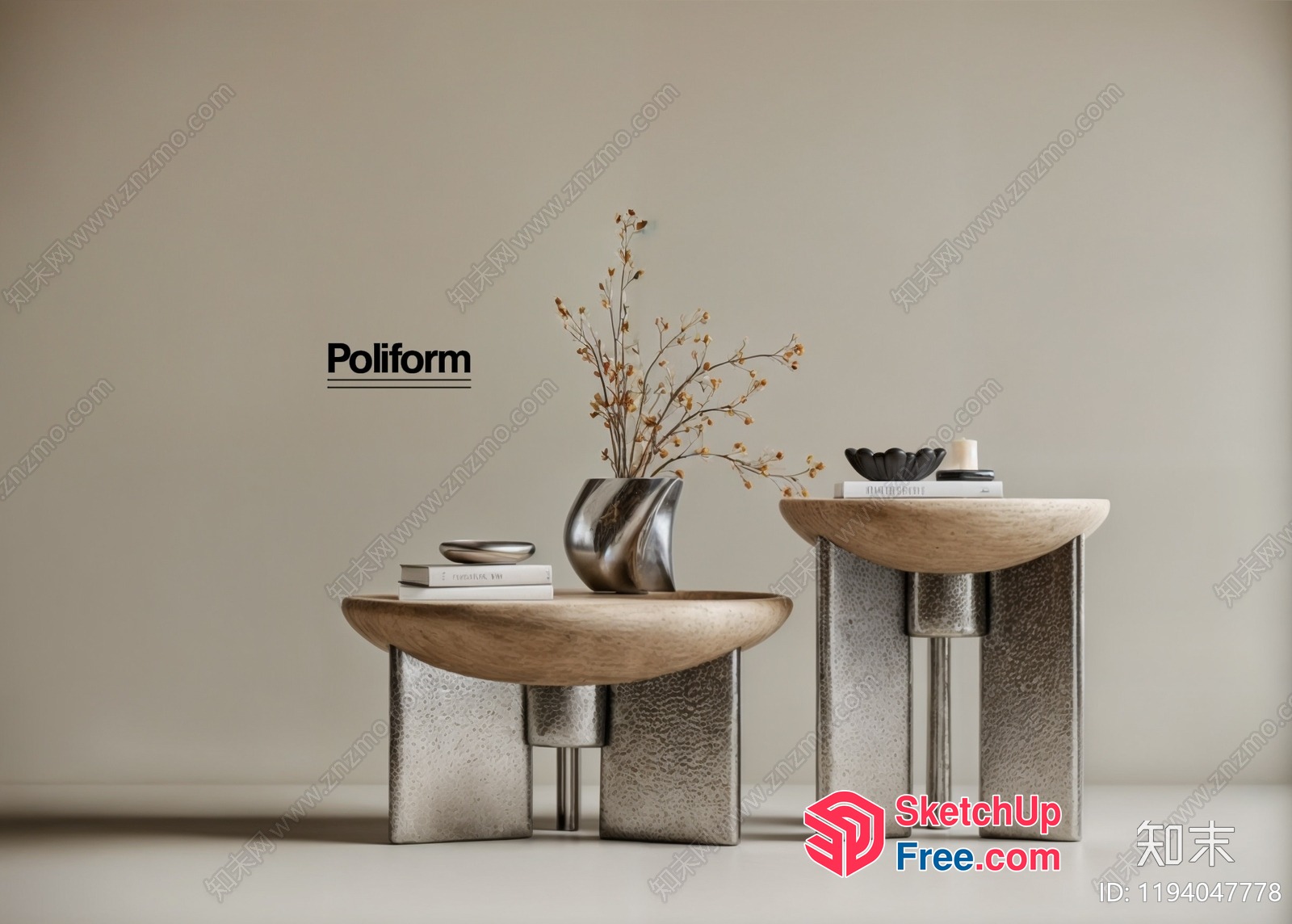 Modern Minimalist Furniture Set With Poliform Logo 3D SketchUp File