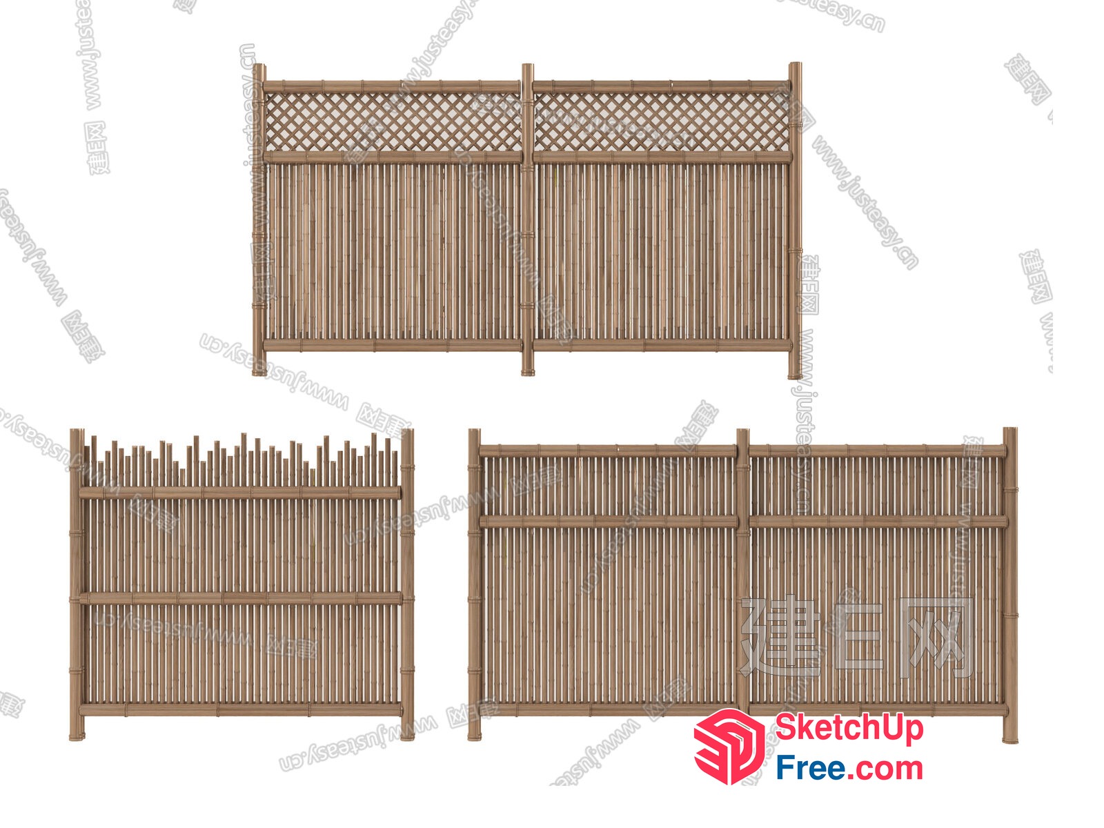 Exterior Decorative Bamboo Fence Panels 3D SketchUp File