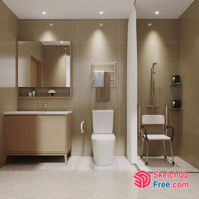 Modern Bathroom Interior With Minimalist Decor 3D SketchUp File