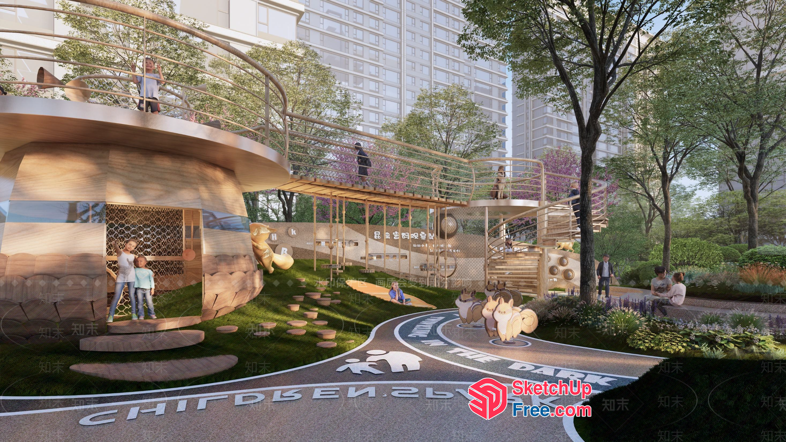Children'S Play Area With Animal And Food Truck Elements 3D SketchUp File