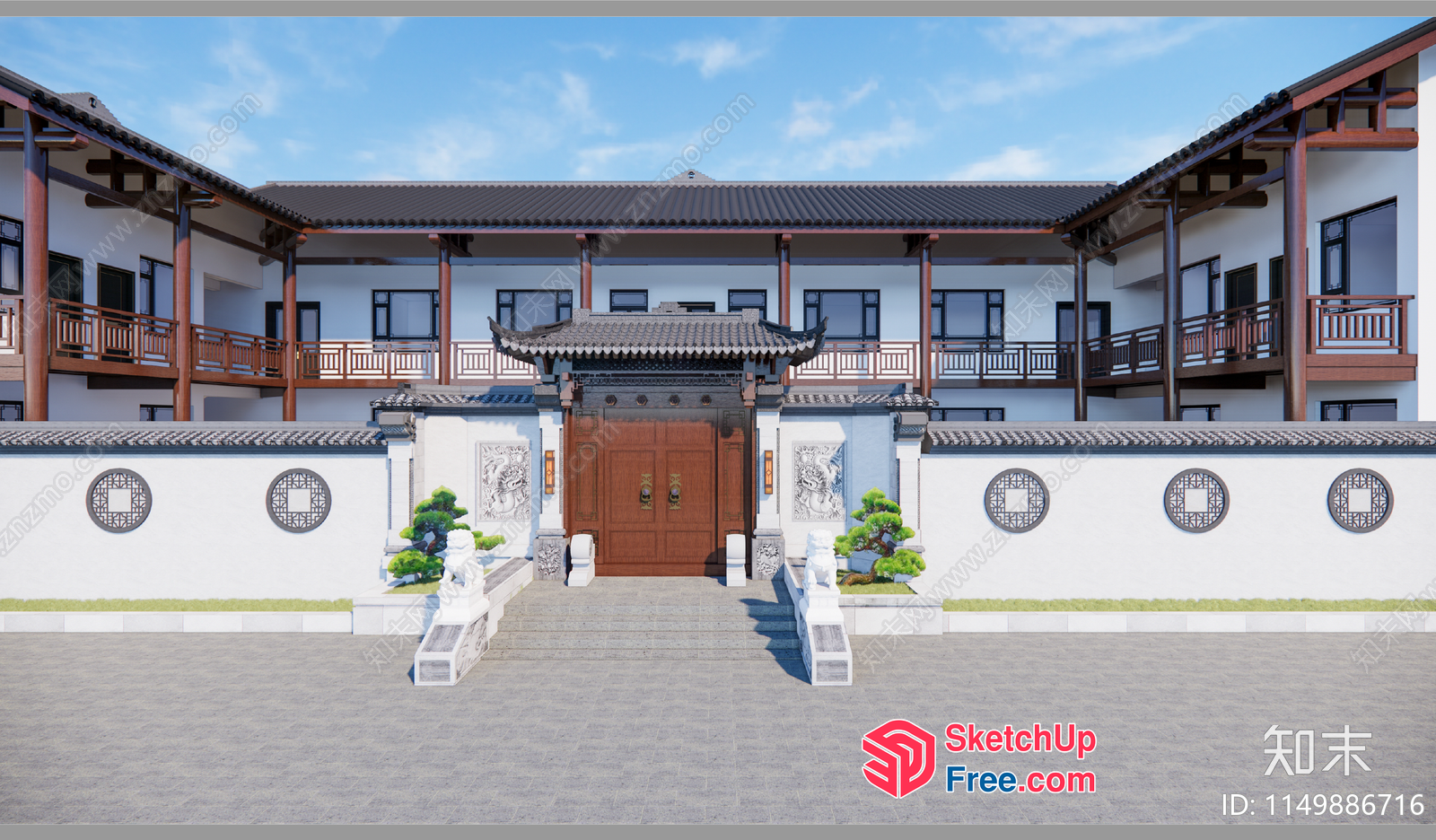 Traditional Chinese Style Building Exterior 3D SketchUp File