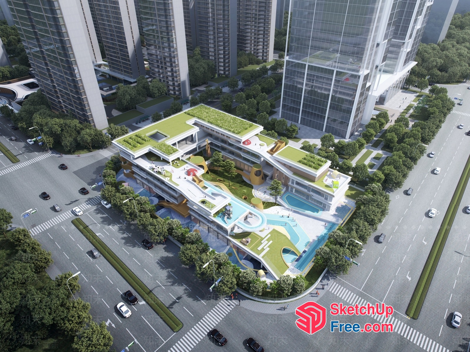 Modern Commercial Street Cladding 3D SketchUp File
