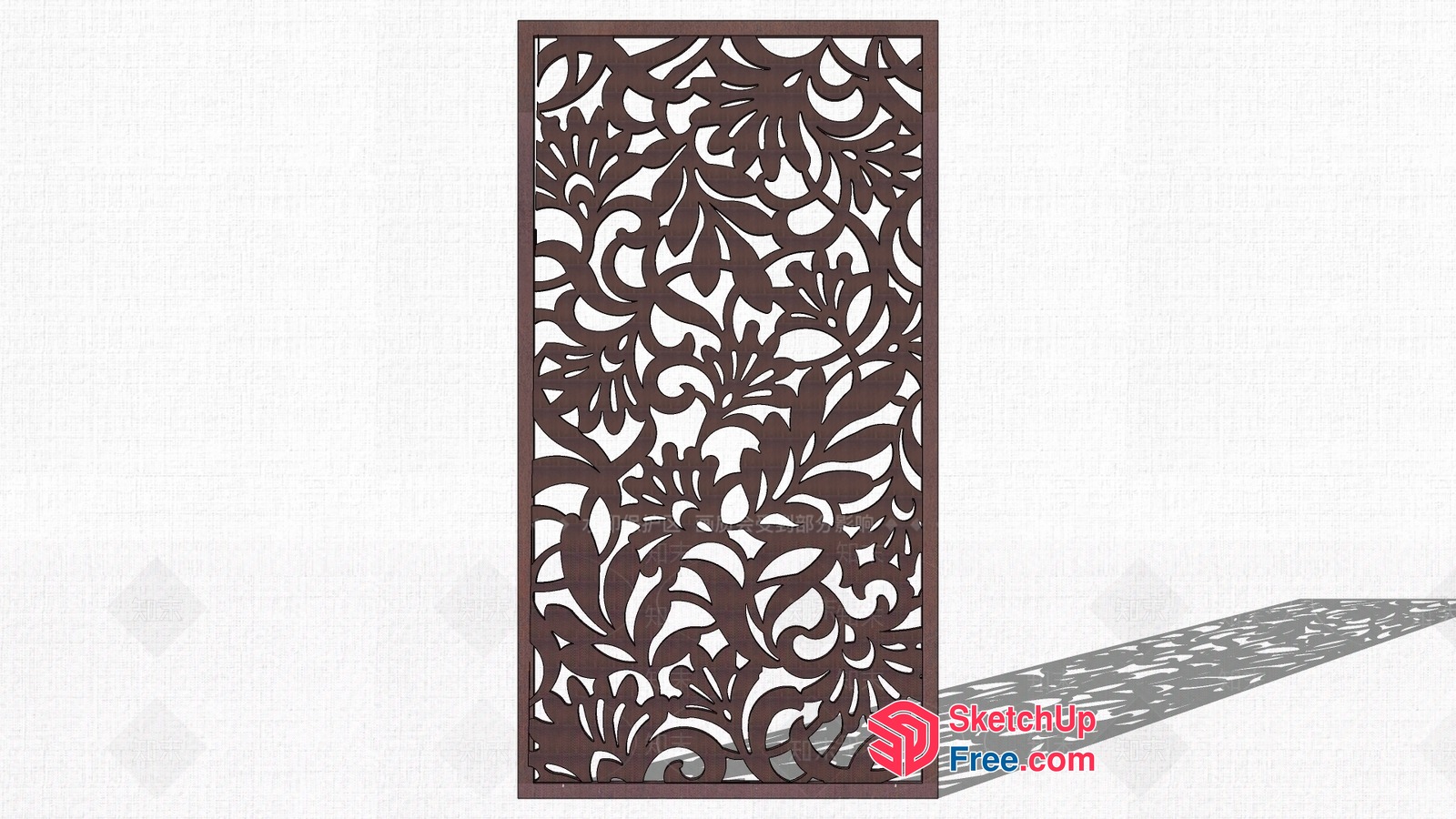 Elegant Floral Carved Partition Screen 3D SketchUp File