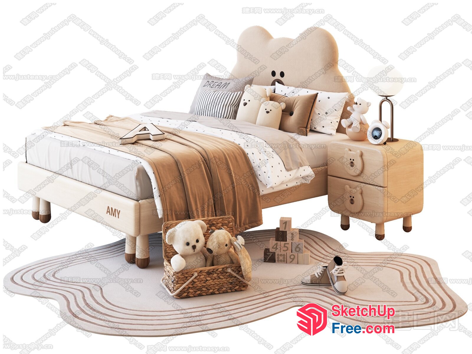 Cozy Minimalist Nordic Style Bedroom 3D SketchUp File