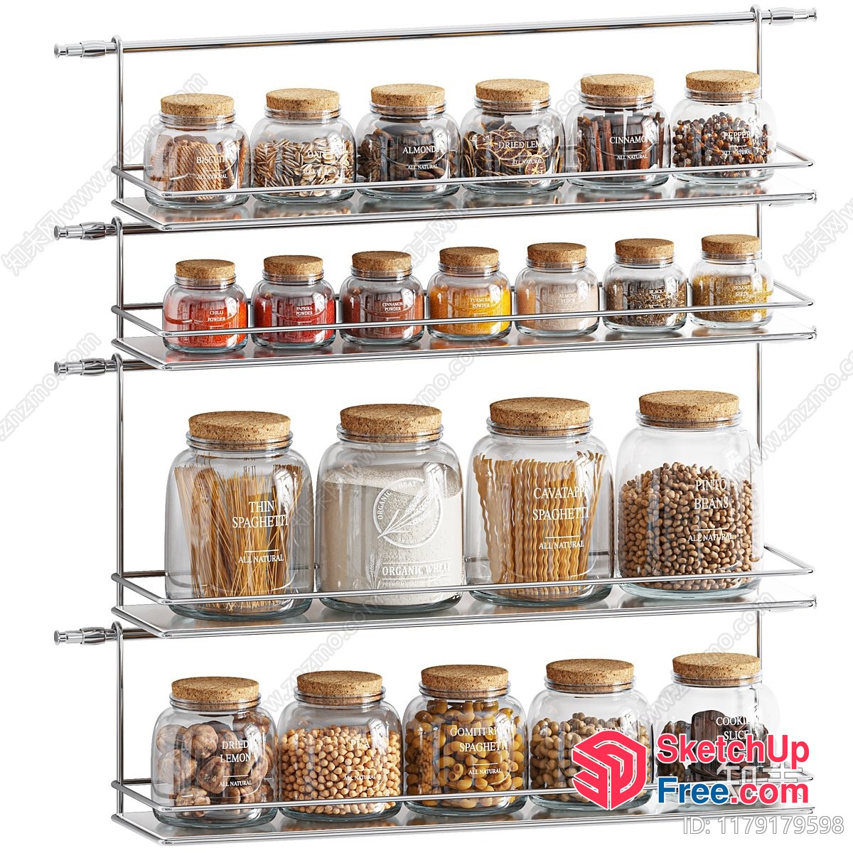 Three Tiered Shelving Unit For Kitchen Storage 3D SketchUp File