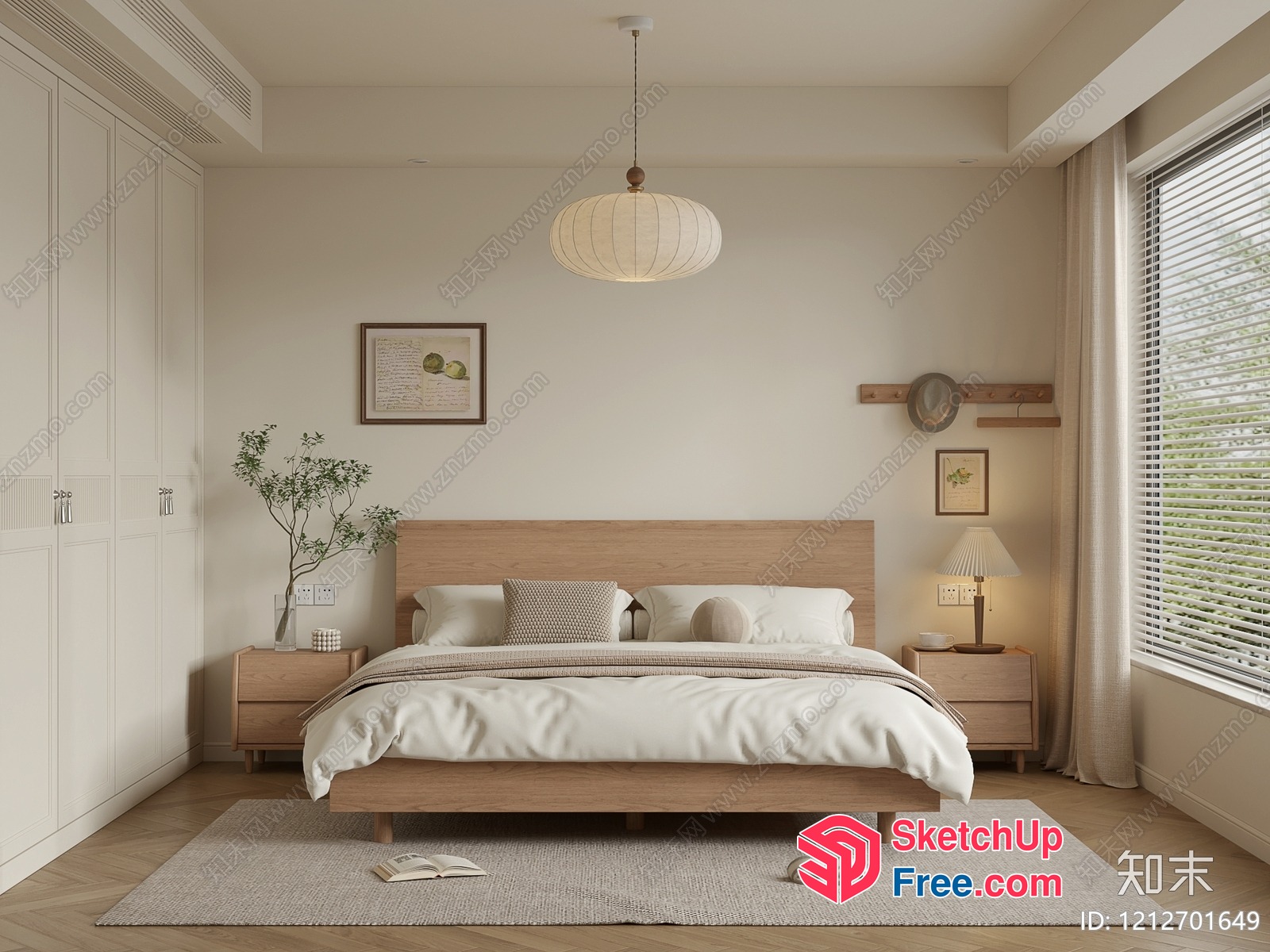 Minimalist Japanese-Style Bedroom Interior 3D SketchUp File