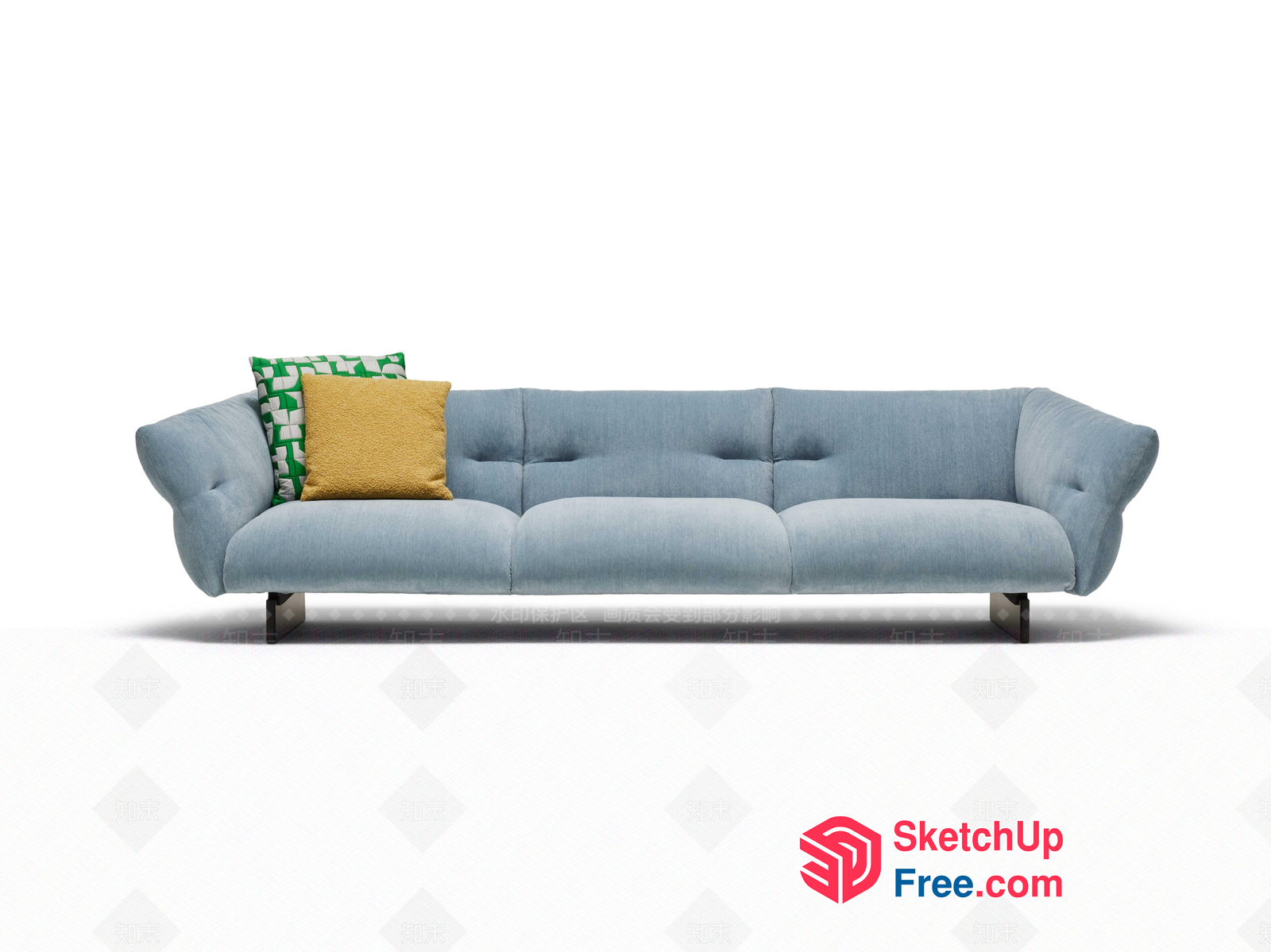 Modern Sofa With Pillows And Stool 3D SketchUp File