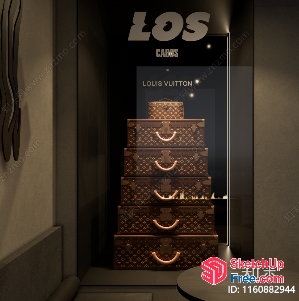 Luxury Louis Vuitton Trunks Interior 3D SketchUp File