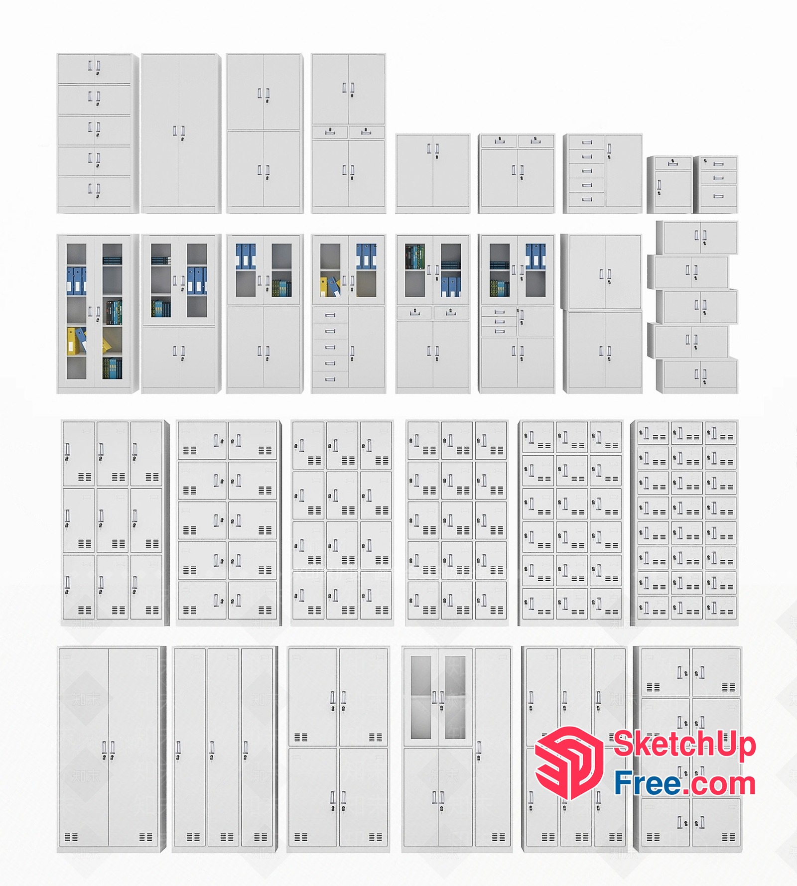 Modern White Locker Room Furniture 3D SketchUp File