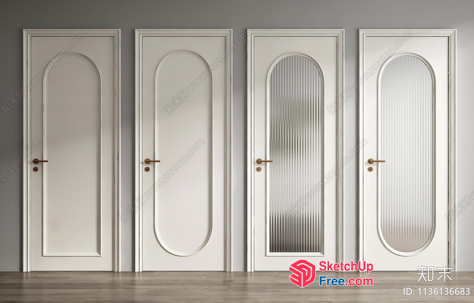 Elegant White Doors With Ornate Details 3D SketchUp File