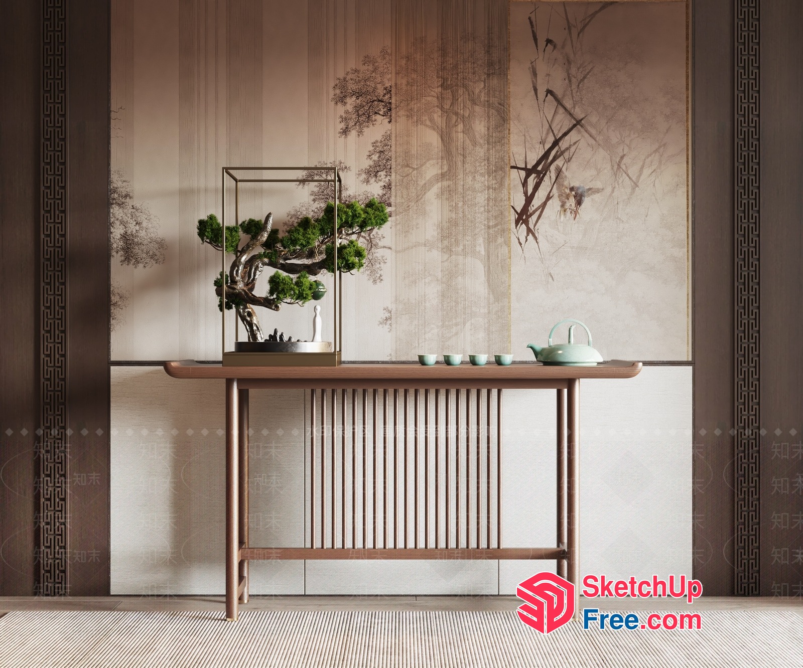 Elegant Asian-Inspired Interior Design 3D SketchUp File