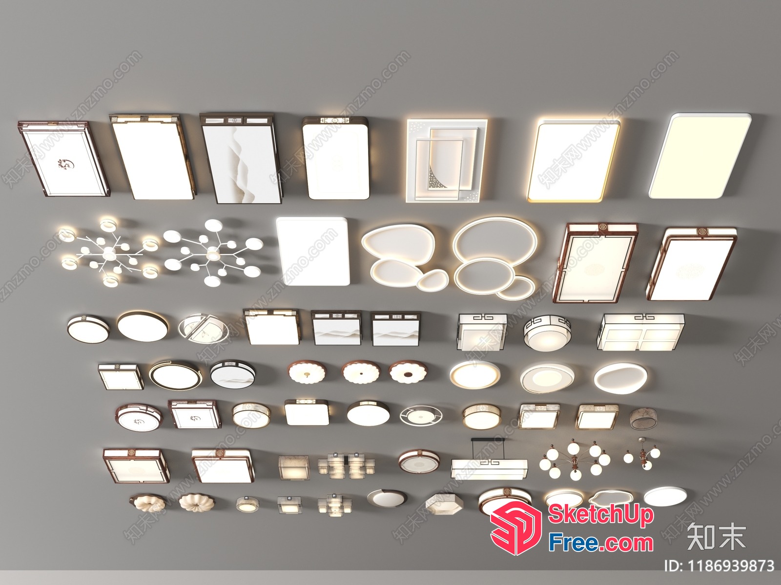 Elegant Modern Ceiling Lighting Options 3D SketchUp File
