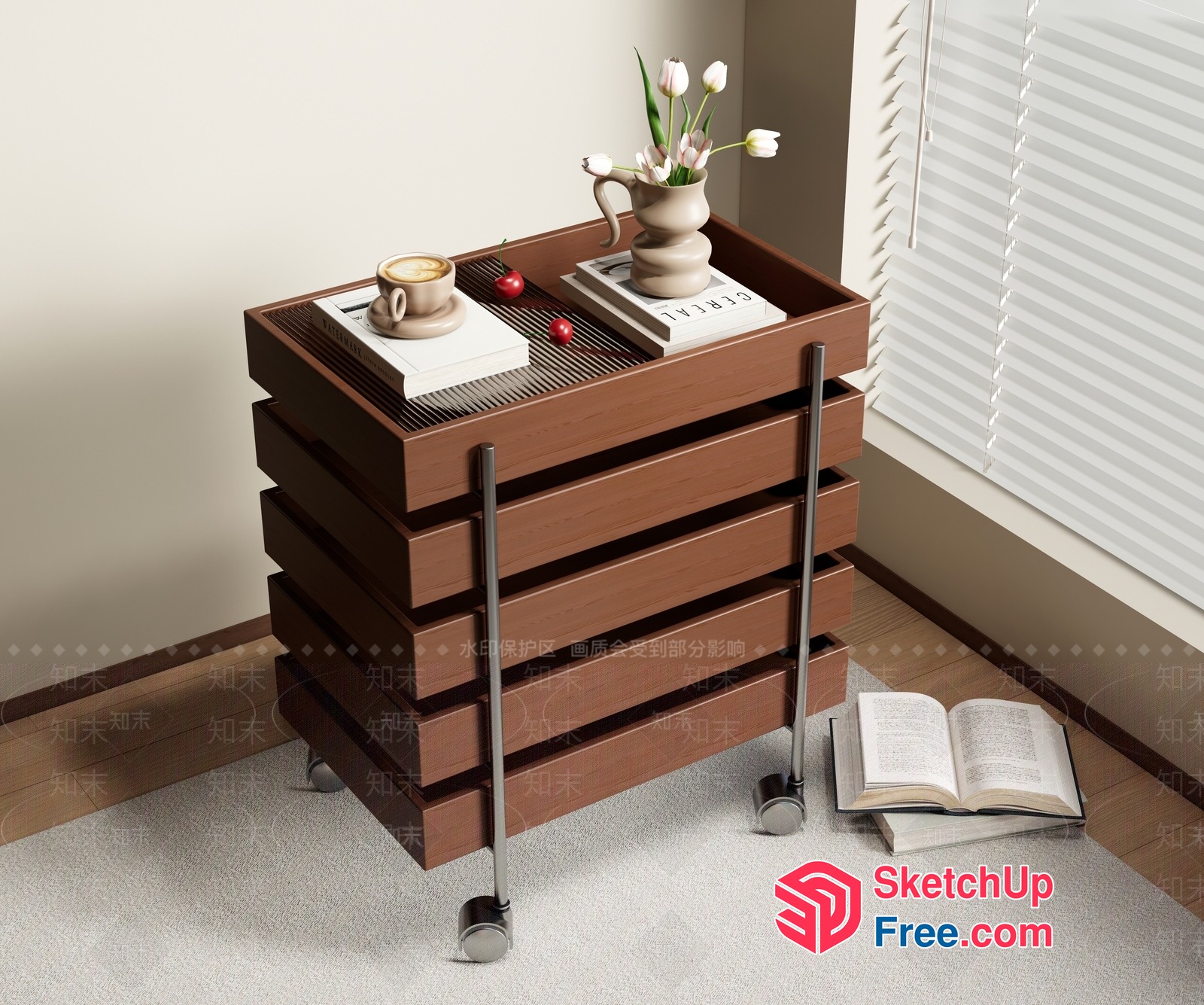 Cozy Corner Table With Books And Coffee 3D SketchUp File